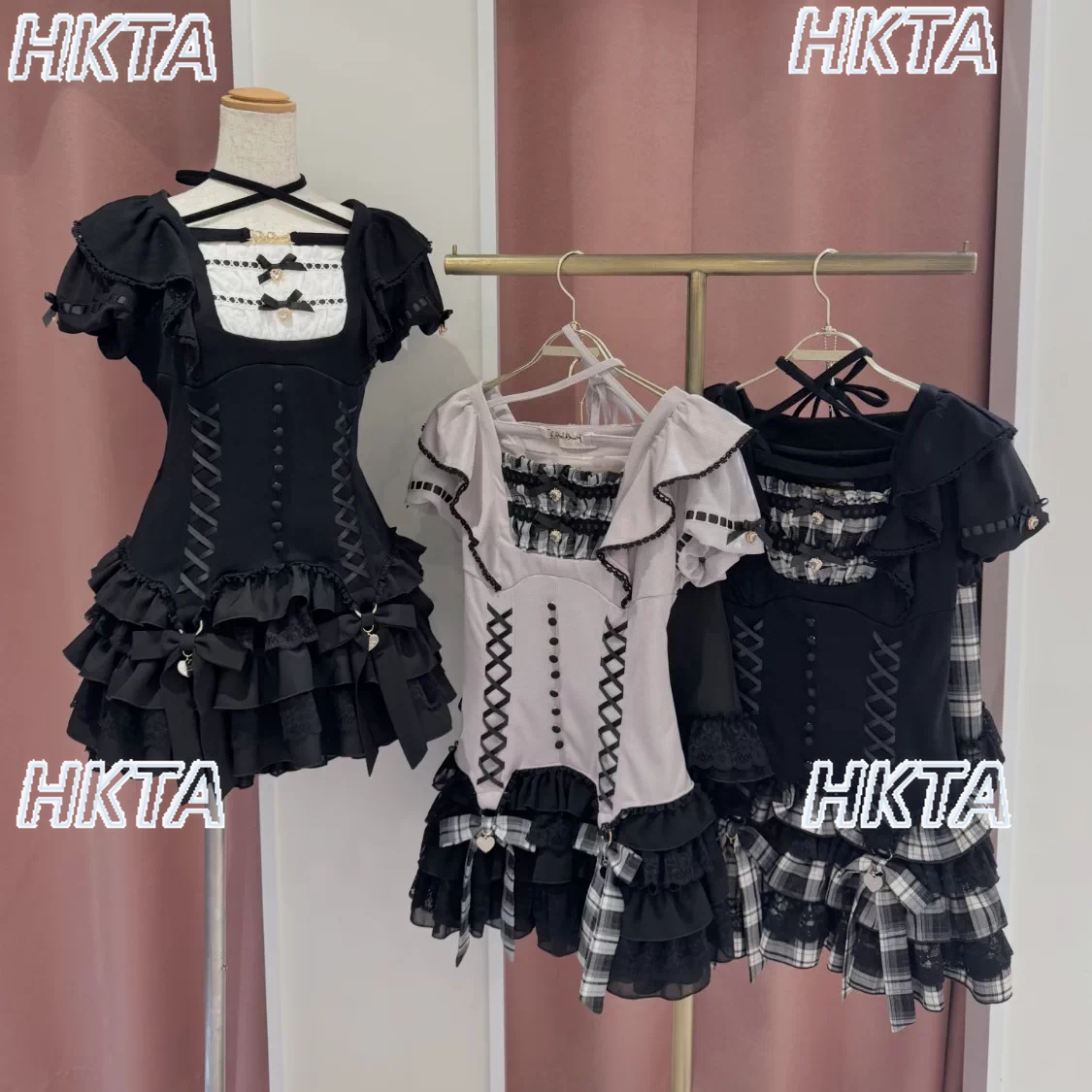 Ruched Dress Mini - Vestido Lolita de Manga Curta com