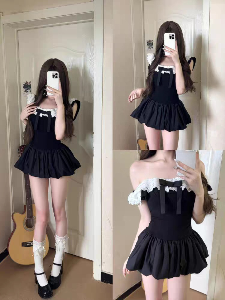 Ruched Dress Mini - Conjunto de 2 Peças Coquette Coreano