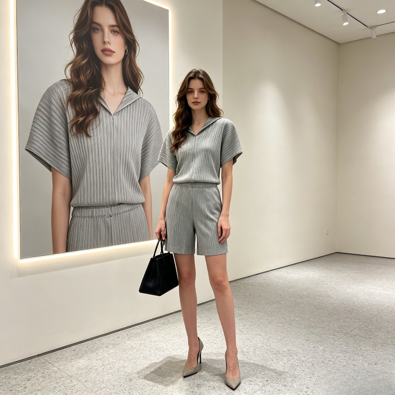 Women'S Fashion Sweatshirts - Conjunto de Moletom Plissado Miyake com