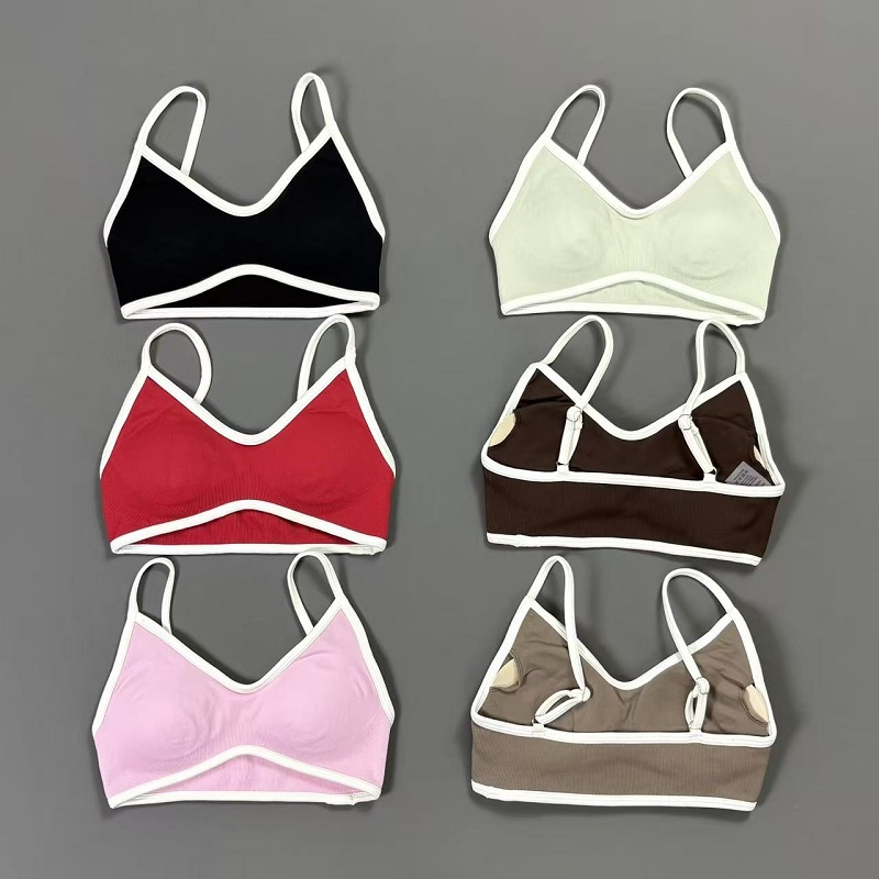 Bra Top Seamless - Sutiã Esportivo Feminino Contrastline com Decote