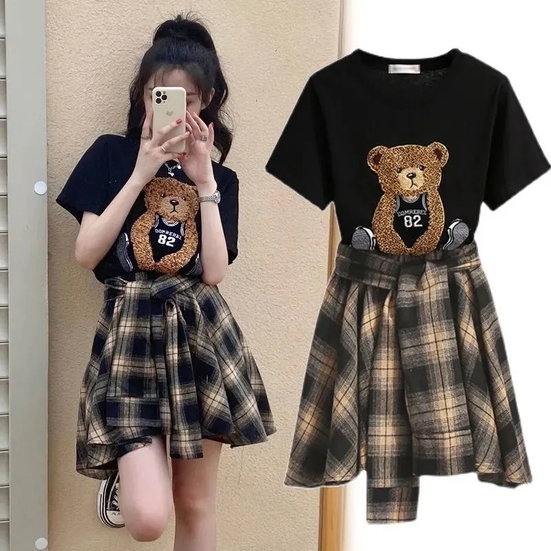 Asymmetric Top Women - Urso feminino cartoon camiseta de manga