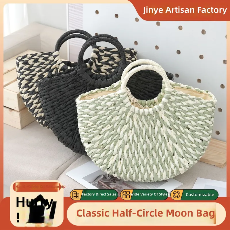 Women Fashion Designer - Bolsa Feminina Meia-Lua com Design Trançado