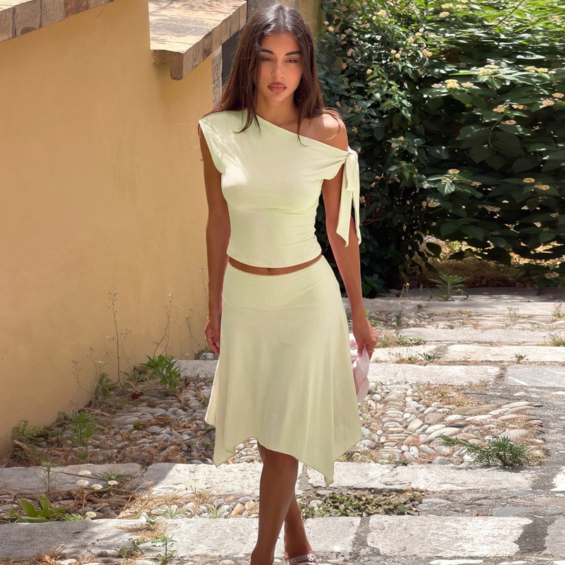 Asymmetric Top Women - Conjunto feminino de 2 peças, top