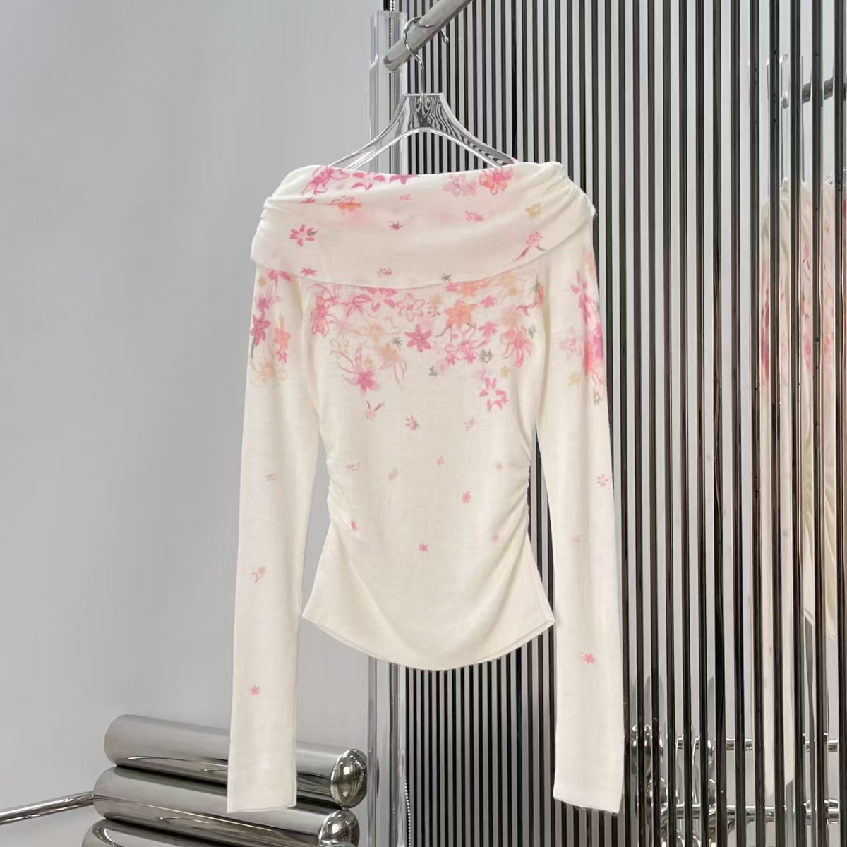 Off Shoulder Top - Suéter feminino de alta qualidade, manga