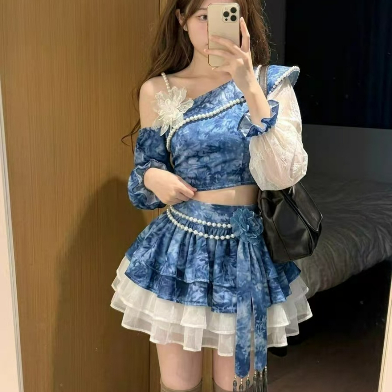 Conjunto de Saia Lolita Vintag - Asymmetric Top Women avaliação e preço
