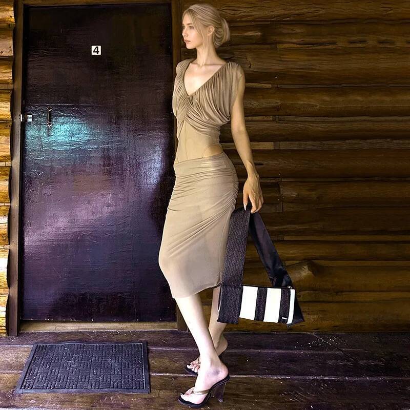 Vestido de chiffon francês fem - Ruched Dress Mini avaliação e preço