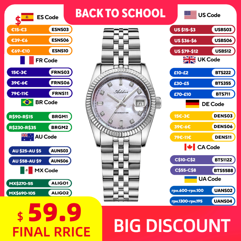 ADDIES 585 Relógios femininos  - Fashion Women Watch avaliação e preço
