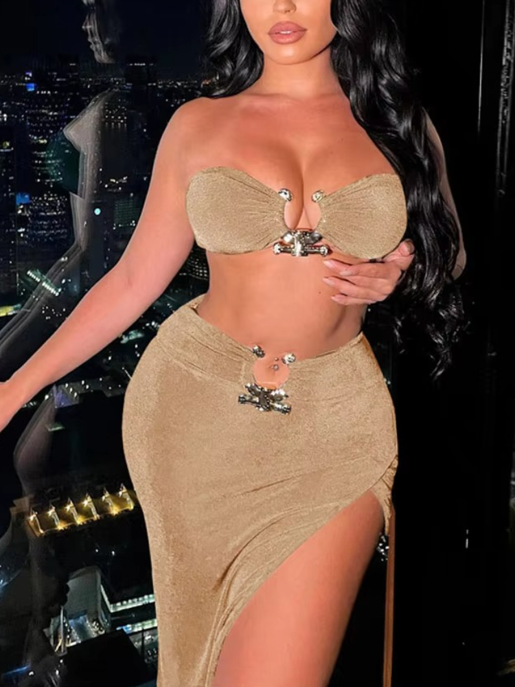 Elegante sexy bandeau topo com - Asymmetric Top Women avaliação e preço